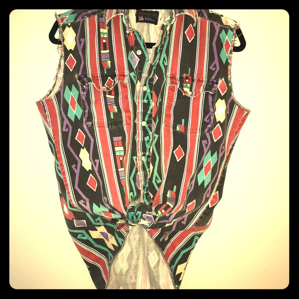 Vintage Western Button-Up Tank Top